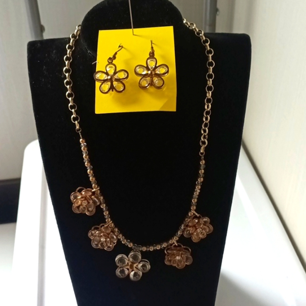 3D Flower necklace and Flower Earrings